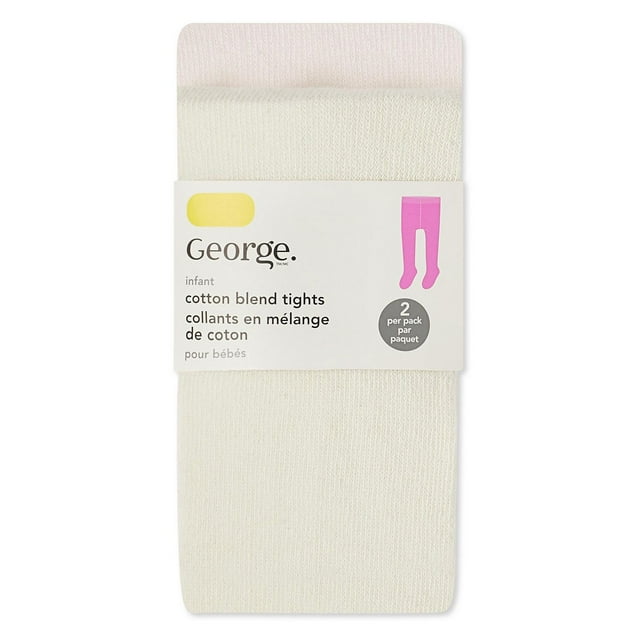 George Baby Girls' Cotton Blend Tights 2-Pack