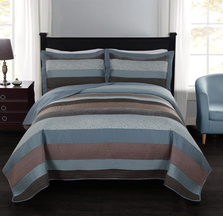 hometrends Stripe Jacquard Teal Quilt Set Double/Queen Walmart Canada