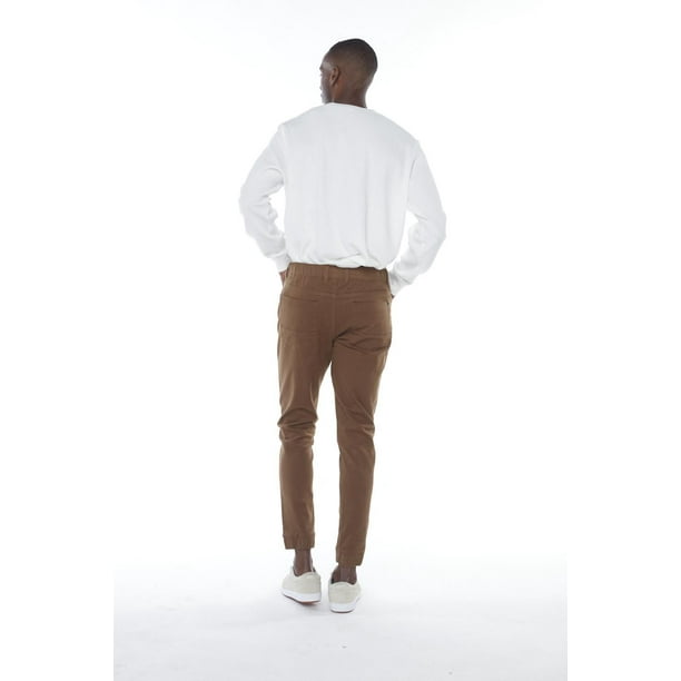 Brushed Cotton Twill Joggers - Beige - Men
