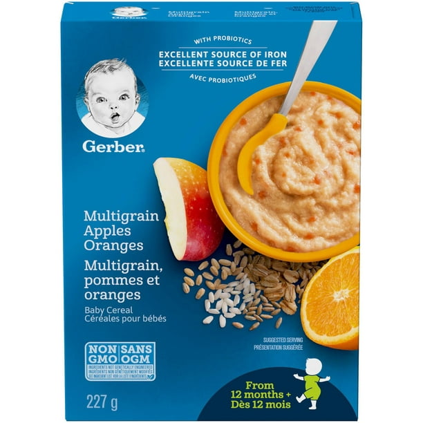 Céréales pour bébés GERBER® Étape 4 Multigrains avec pommes et oranges 227 g 227 GR