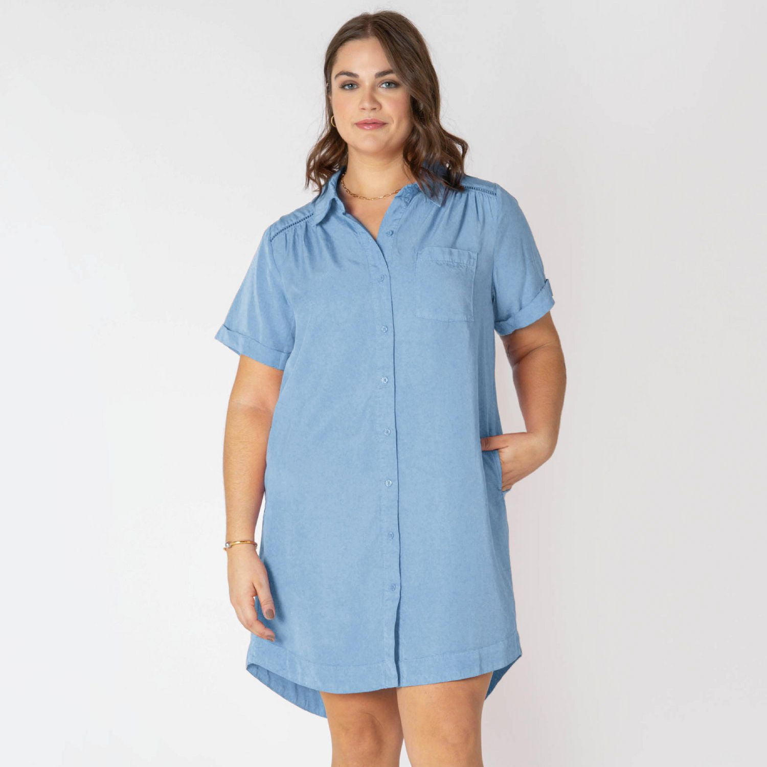 Devoted Women’s Plus size button up mini dress