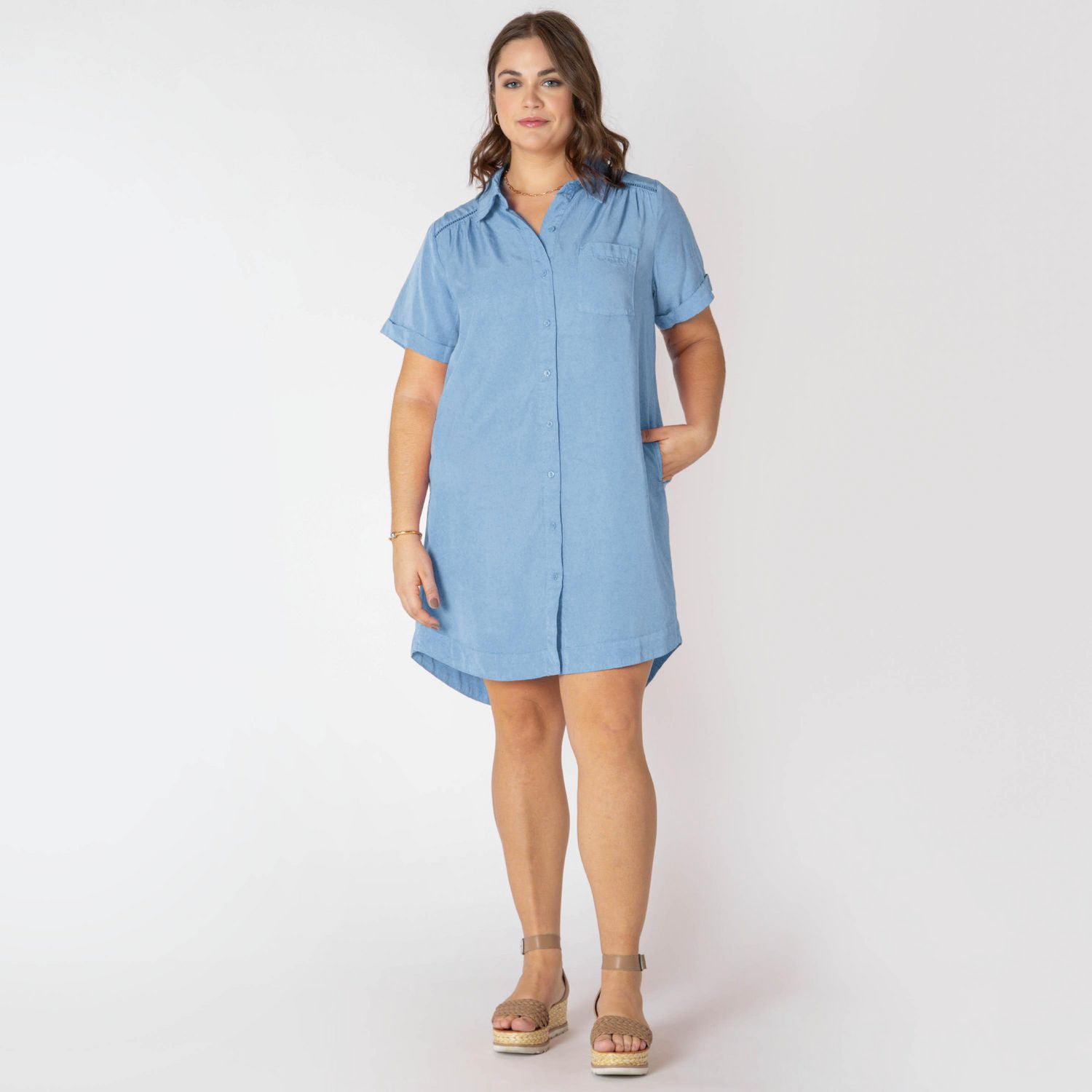 Devoted Women’s Plus size button up mini dress