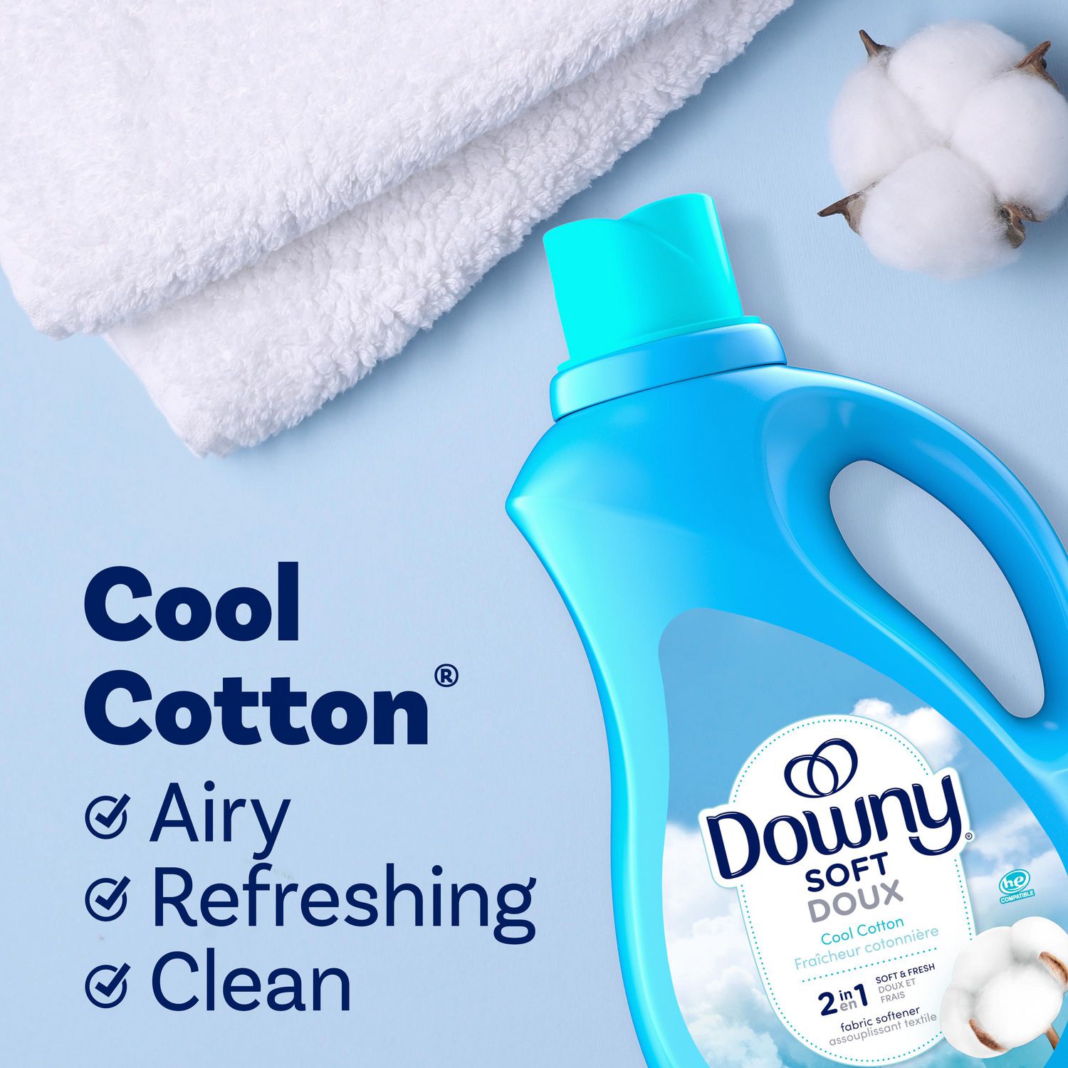 Downy Ultra Laundry Liquid Fabric Softener (Fabric Conditioner), Cool Cotton,  120 Loads, 2.63L 