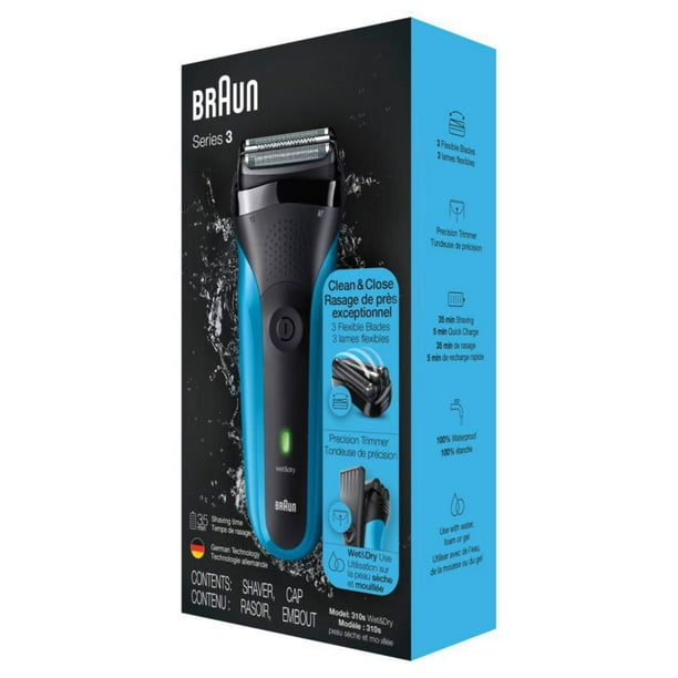Braun Series 3 310s Wet&Dry Electric Shaver, Blue 