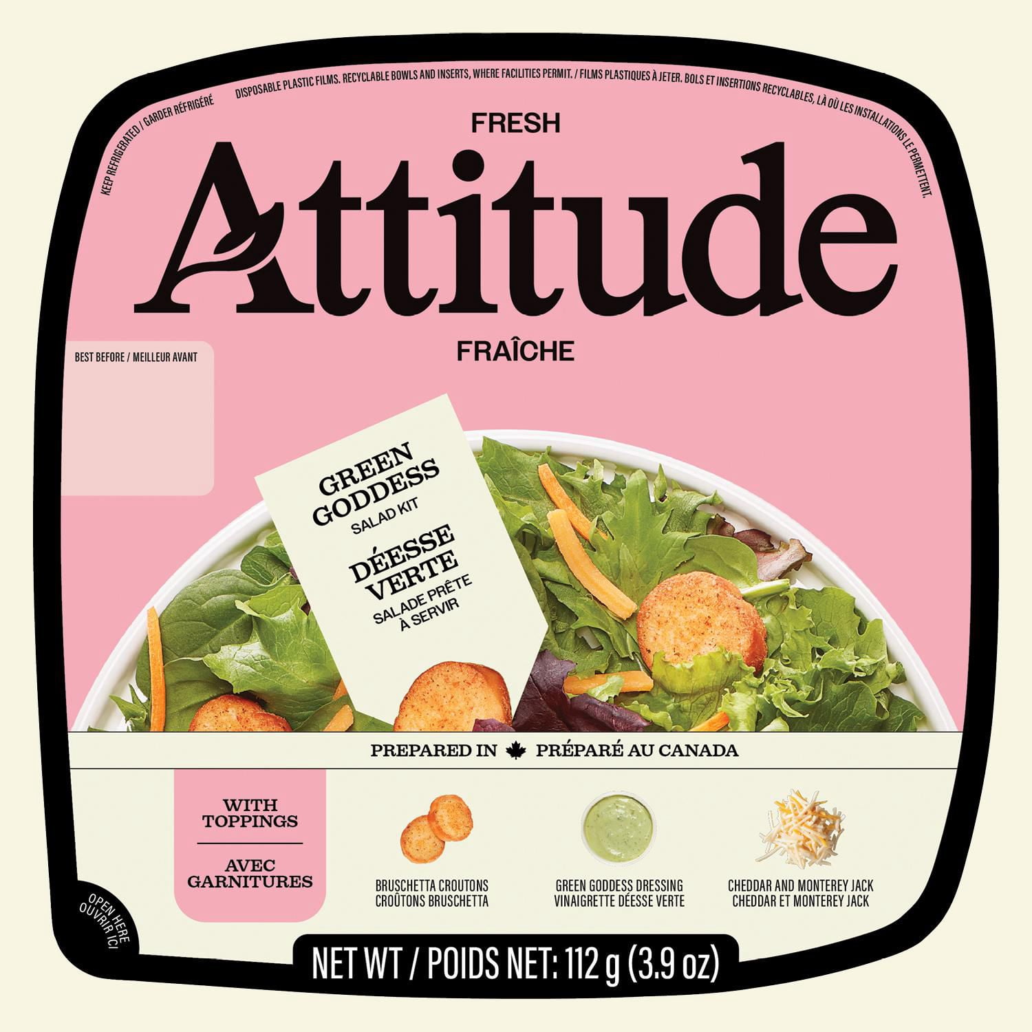 Fresh Attitude - Green Goddess - Ready-to-eat Salad Kit 112g, Grab-and-Go Salad