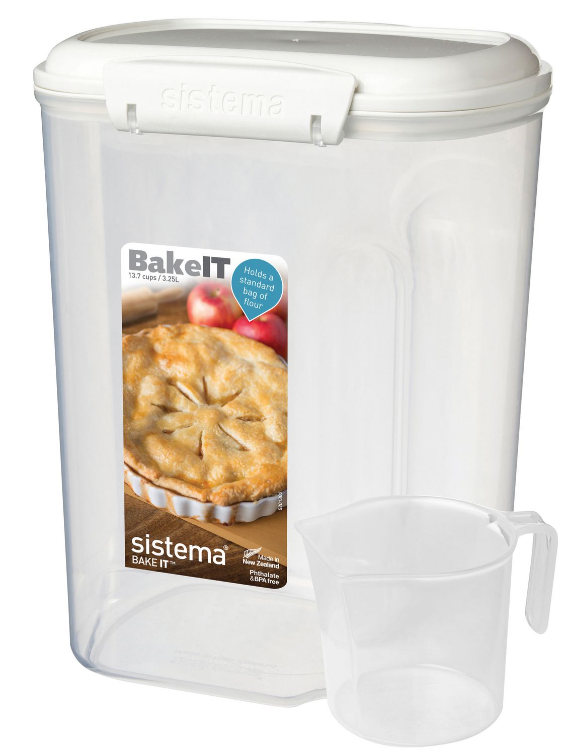 2.4 L Sistema KLIP IT Bakery Storage Container with Scoop Clear with White Cl