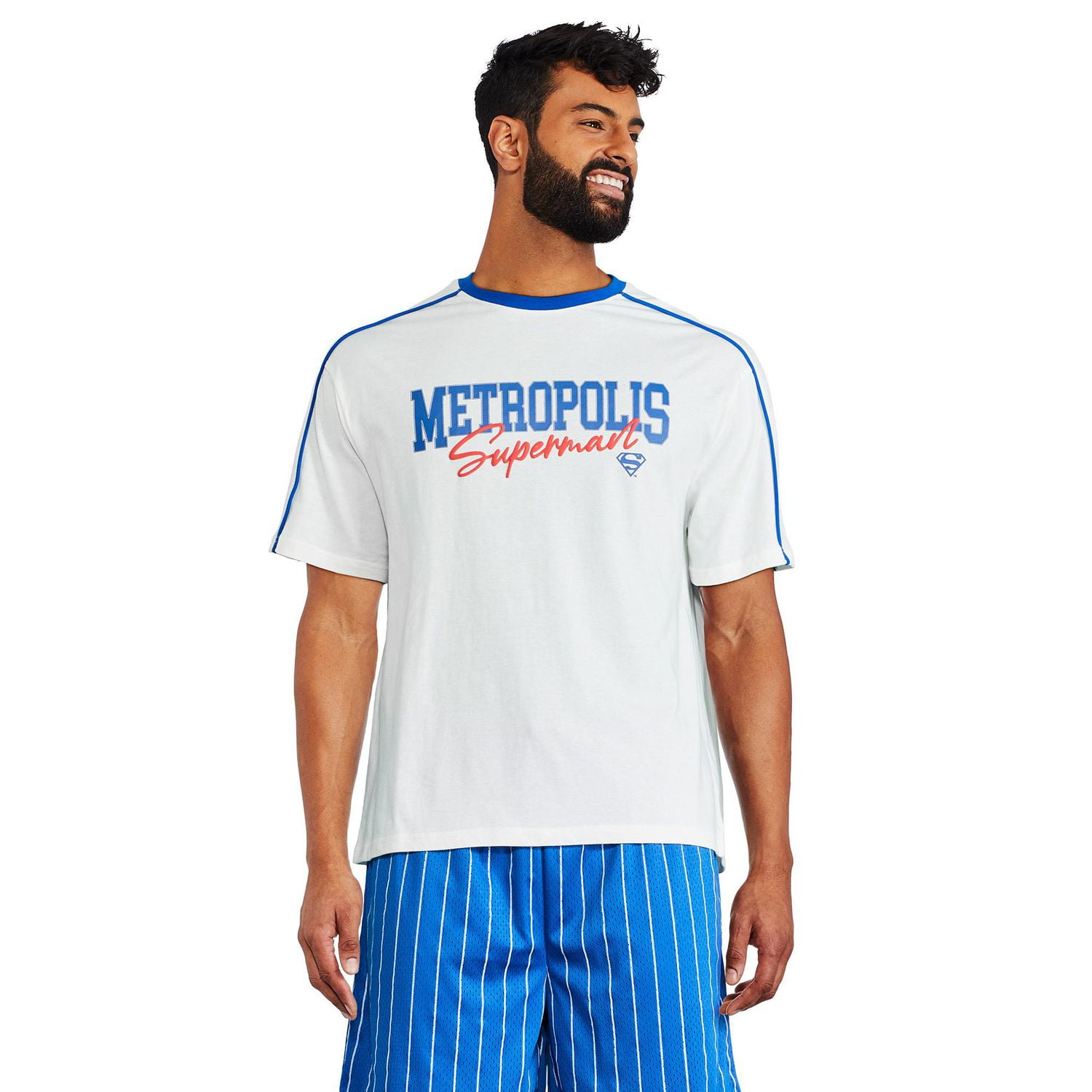 T-shirt aux bordures contrastantes Superman pour hommes