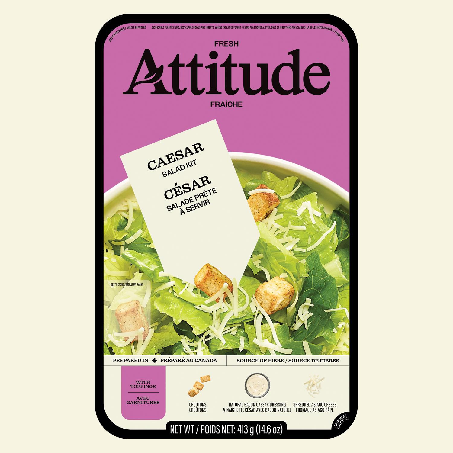 Salade César familiale Fresh Attitude avec garnitures, 413 g SALADE PRÊTE-À-MANGER