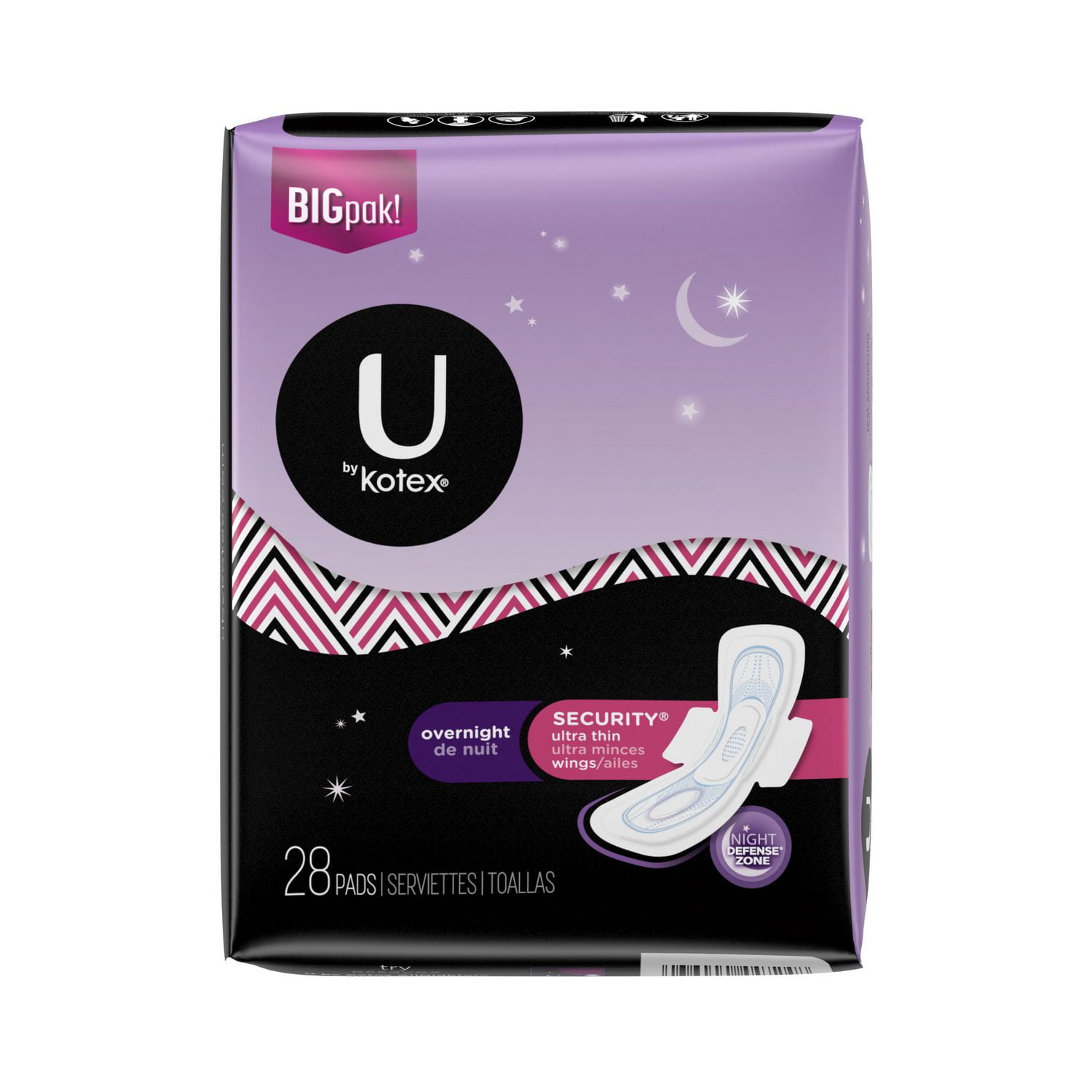U by Kotex Security Ultra Thin Overnight Pads with Wings, Unscented