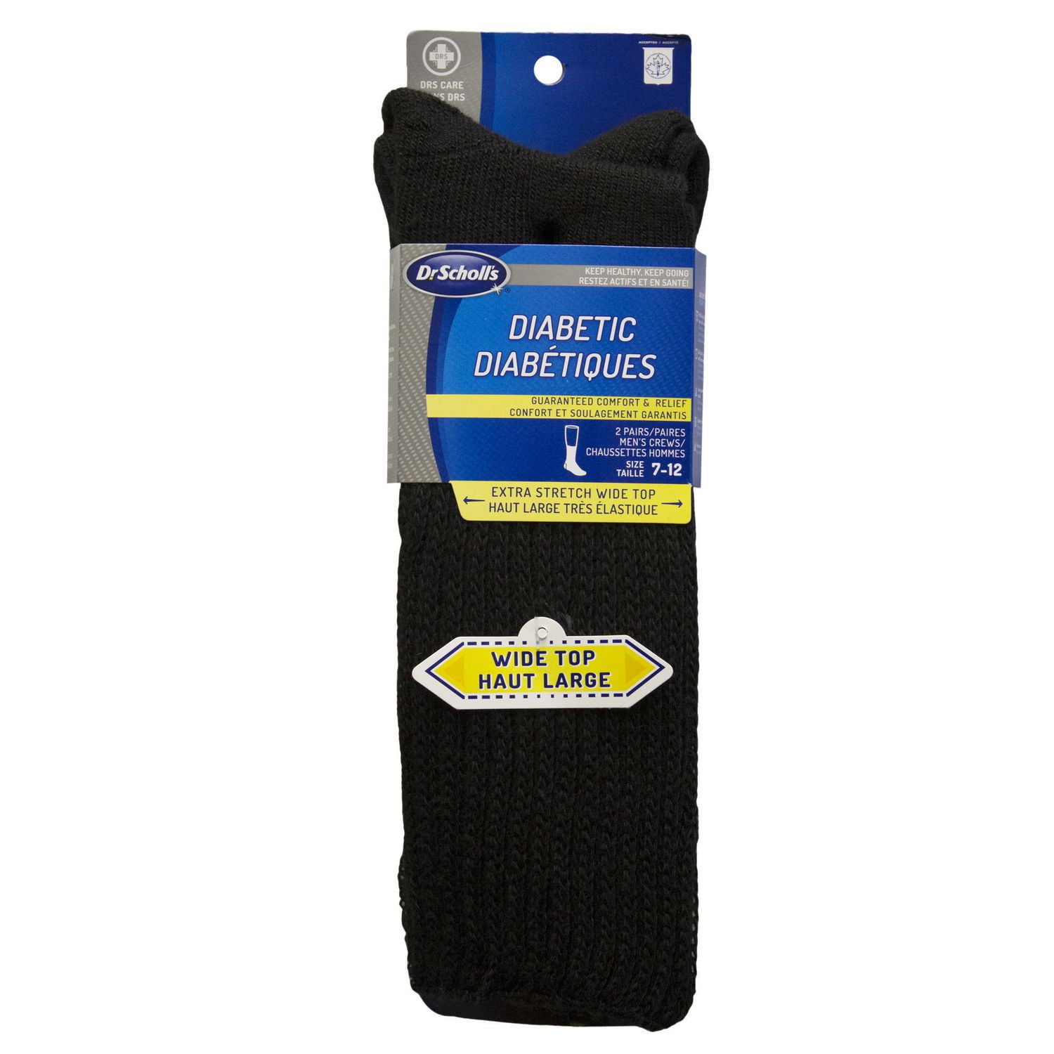 Dr.Scholl's Dr.Scholls Mens Diabetic Extra Wide Crew Socks 2 Pairs