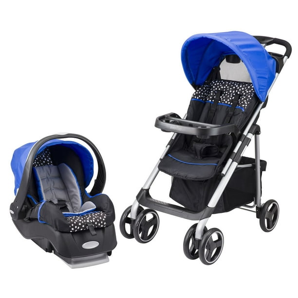 Système de voyage Vive d'EvenfloMD avec siège d’auto pour bébé Embrace LX à motif Hayden Dot