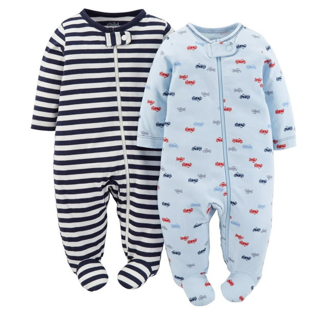 Pyjamas-grenouillères à fermeture à glissière pour garçons Child of Mine made by Carter’s, paq. de 2