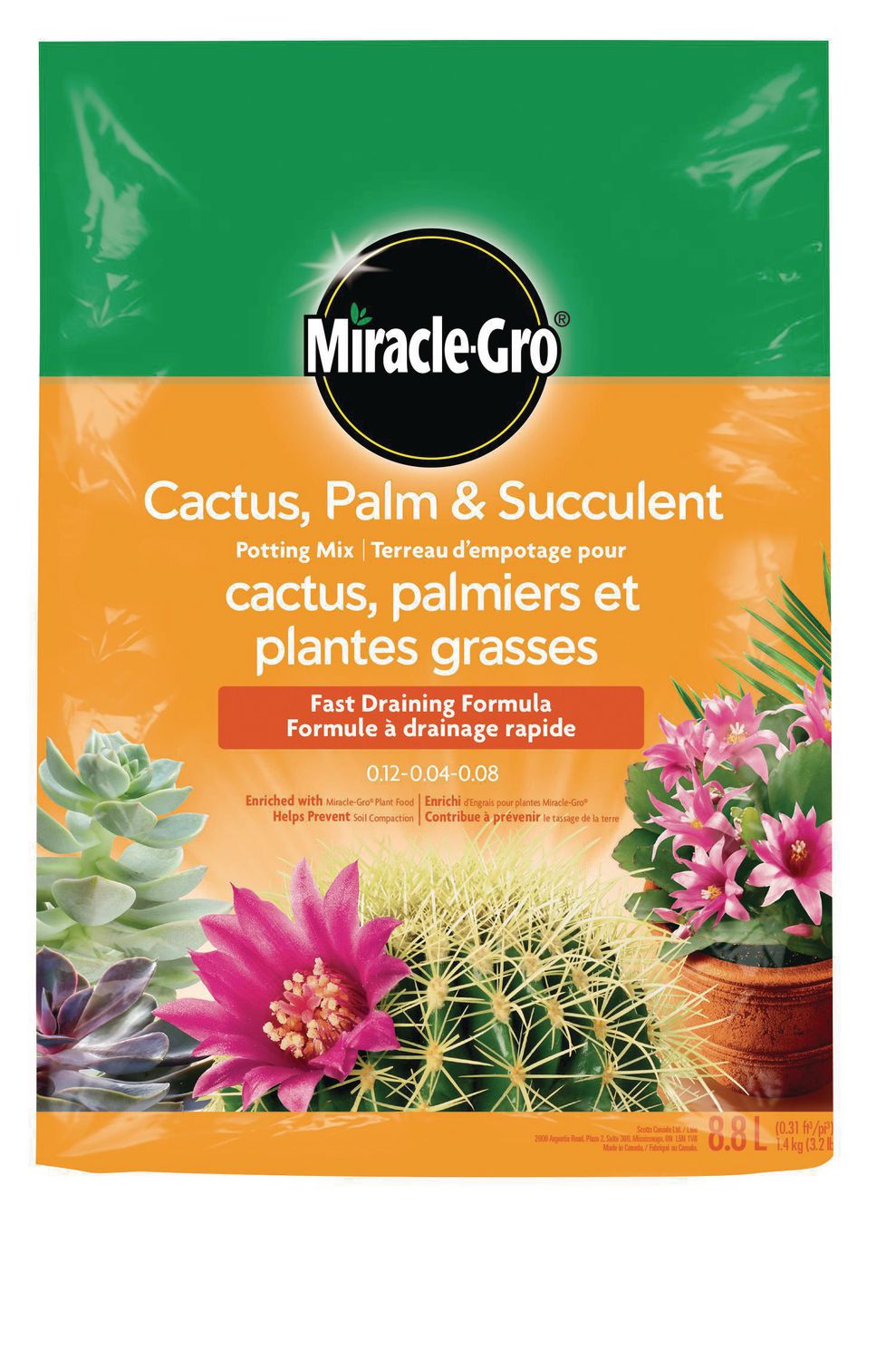Miracle-Gro terreau d'empotage pour cactus, palmiers et plantes grasses  8.8L Terreau d'empotage cactus 