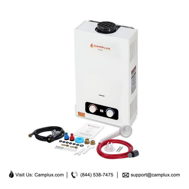 Camplux 2.64 GPM chauffe-eau au propane sans réservoir, chauffe-eau  portatif extérieur au gaz avec protection contre la surchauffe, chauffe-eau