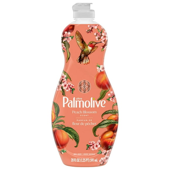 Palmolive Ultra Strength Liquid Dish Soap, Limited Edition, Peach Blossom Scent, 591 mL, Palmolive Peach Blossom 591 mL