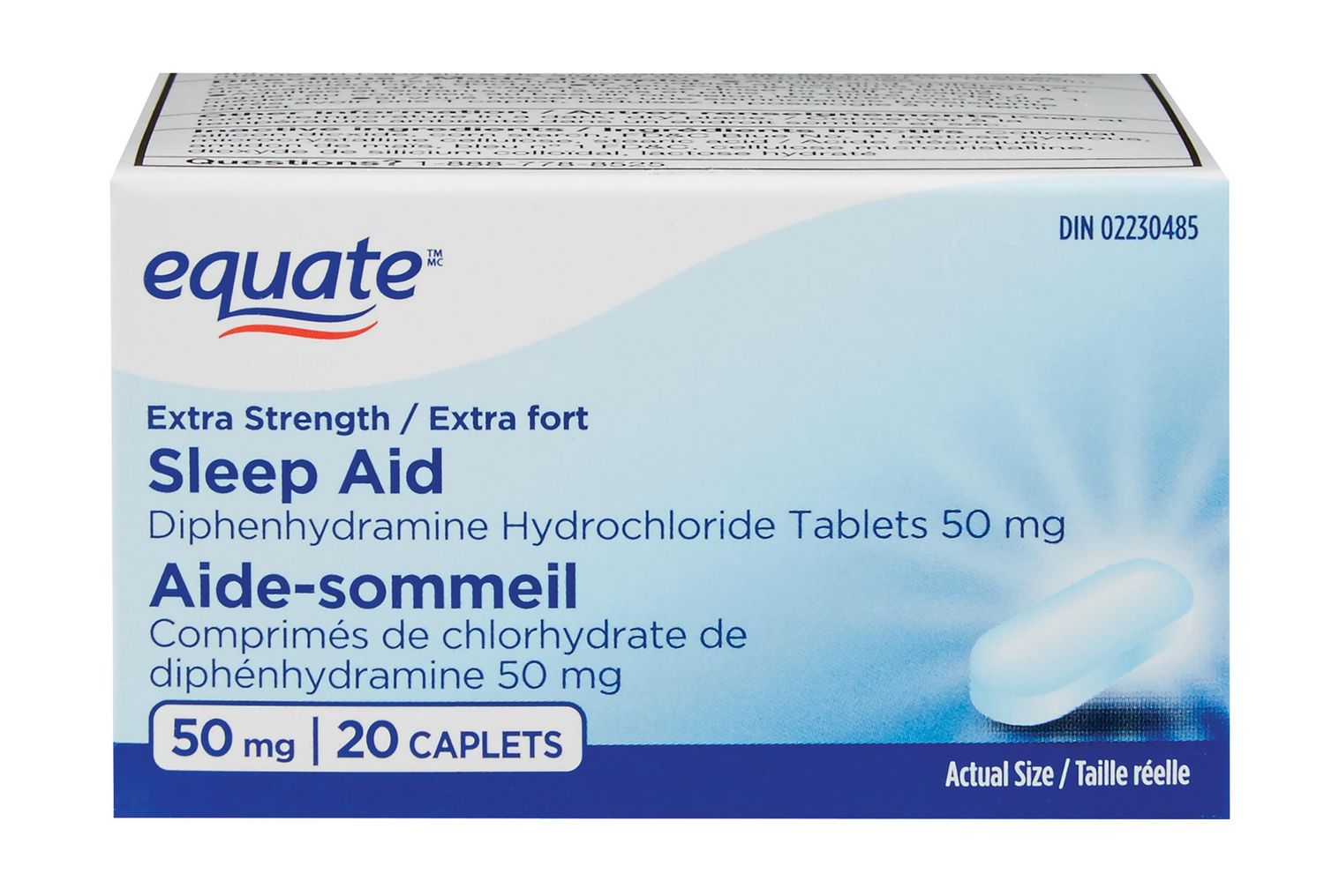 Equate Nighttime Sleep Aid, Diphenhydramine HCl 50mg, 20 Caplets