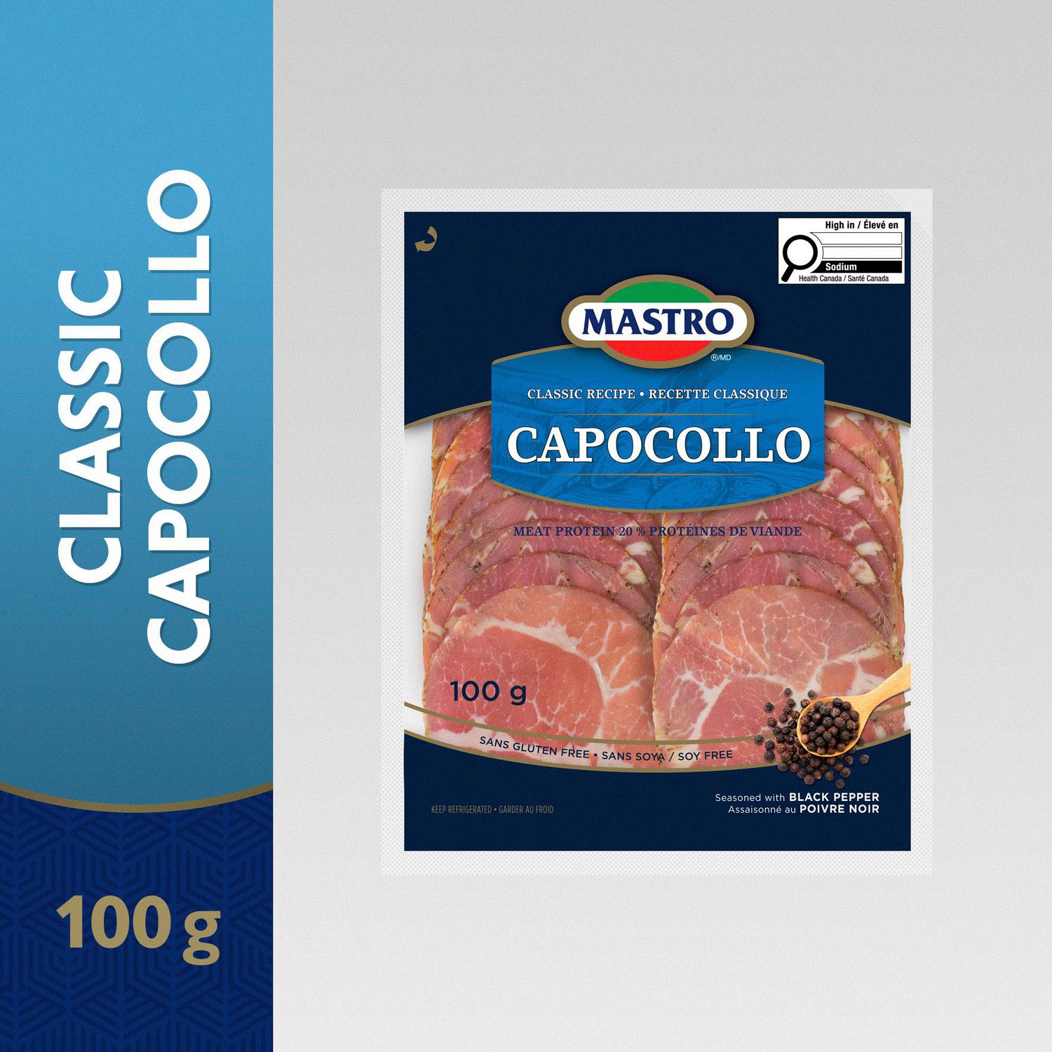 Capocollo classique Mastro, Porc cuit tranché 100g