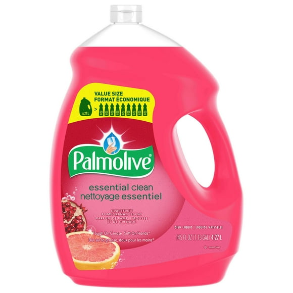 Palmolive Essential Clean Liquid Dish Soap, Grapefruit Pomegranate Scented Dish Detergent, 4.27 L Bottle, Palmolive Grapefruit 4.27 L
