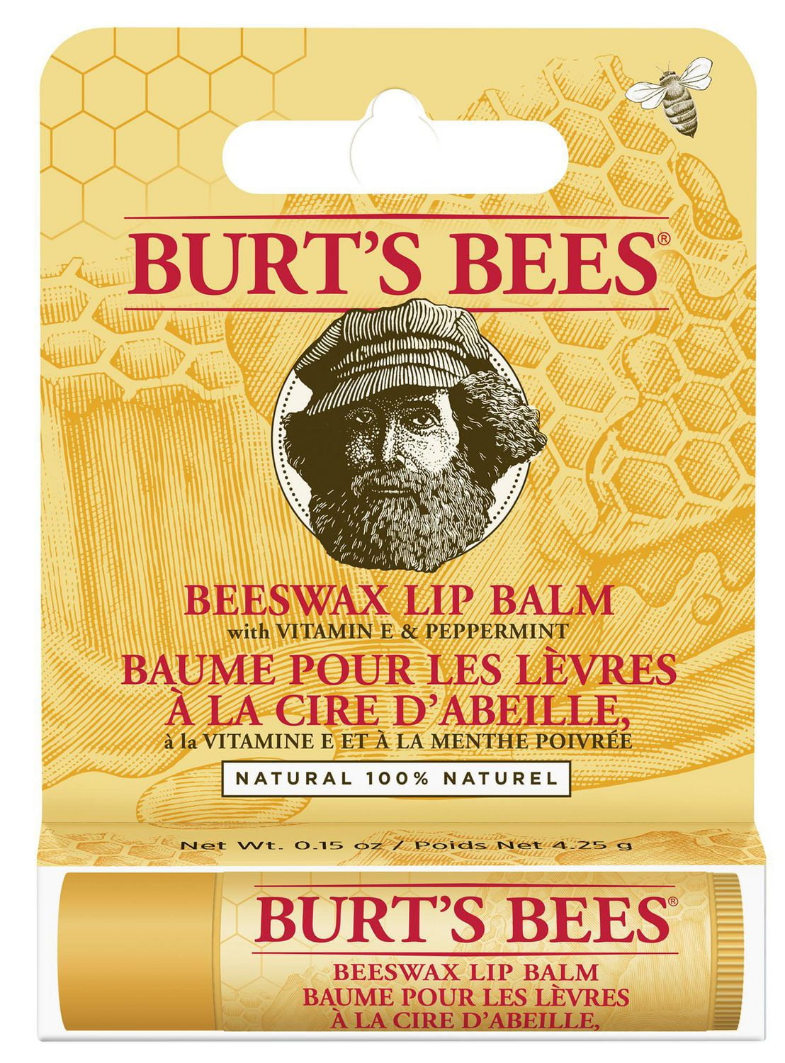 Burt s Bees 100 Natural Moisturizing Lip Balm Original Beeswax with Vitamin E and Peppermint Oil 1 x 4.25g