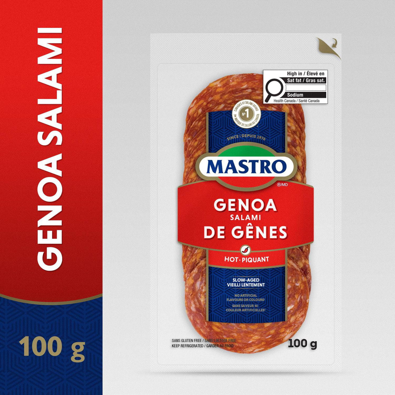 Mastro® Hot Genoa Salami, Sliced Dry-Cured, 100 g