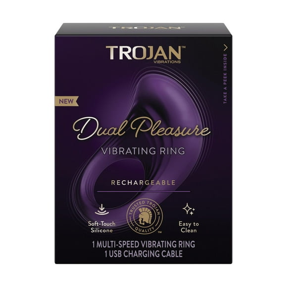 Trojan Dual Pleasure Vibrating Ring For Couples, Rechargeable Ring