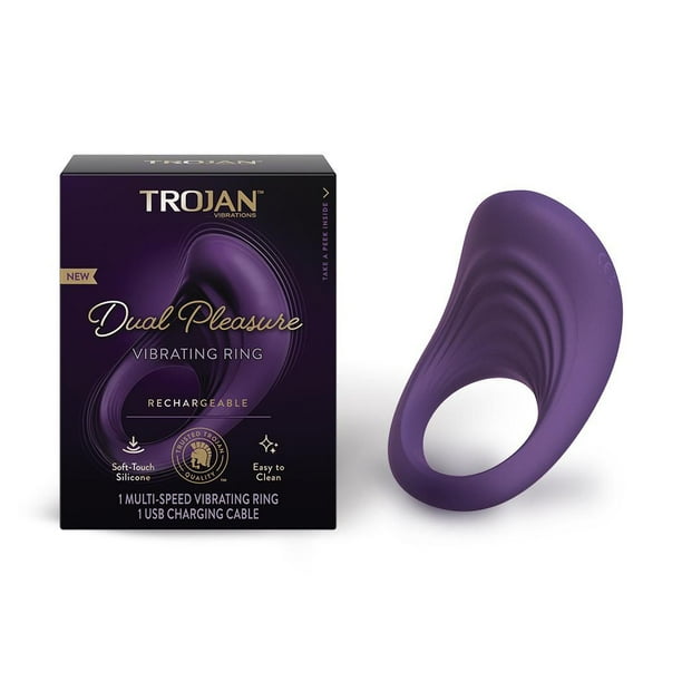 trojan vibrating ring at walmart Trojan Dual Pleasure Vibrating Ring for Couples, 8 Vibration Speeds, USB  Rechargeable, Easy to Clean, 1 Count