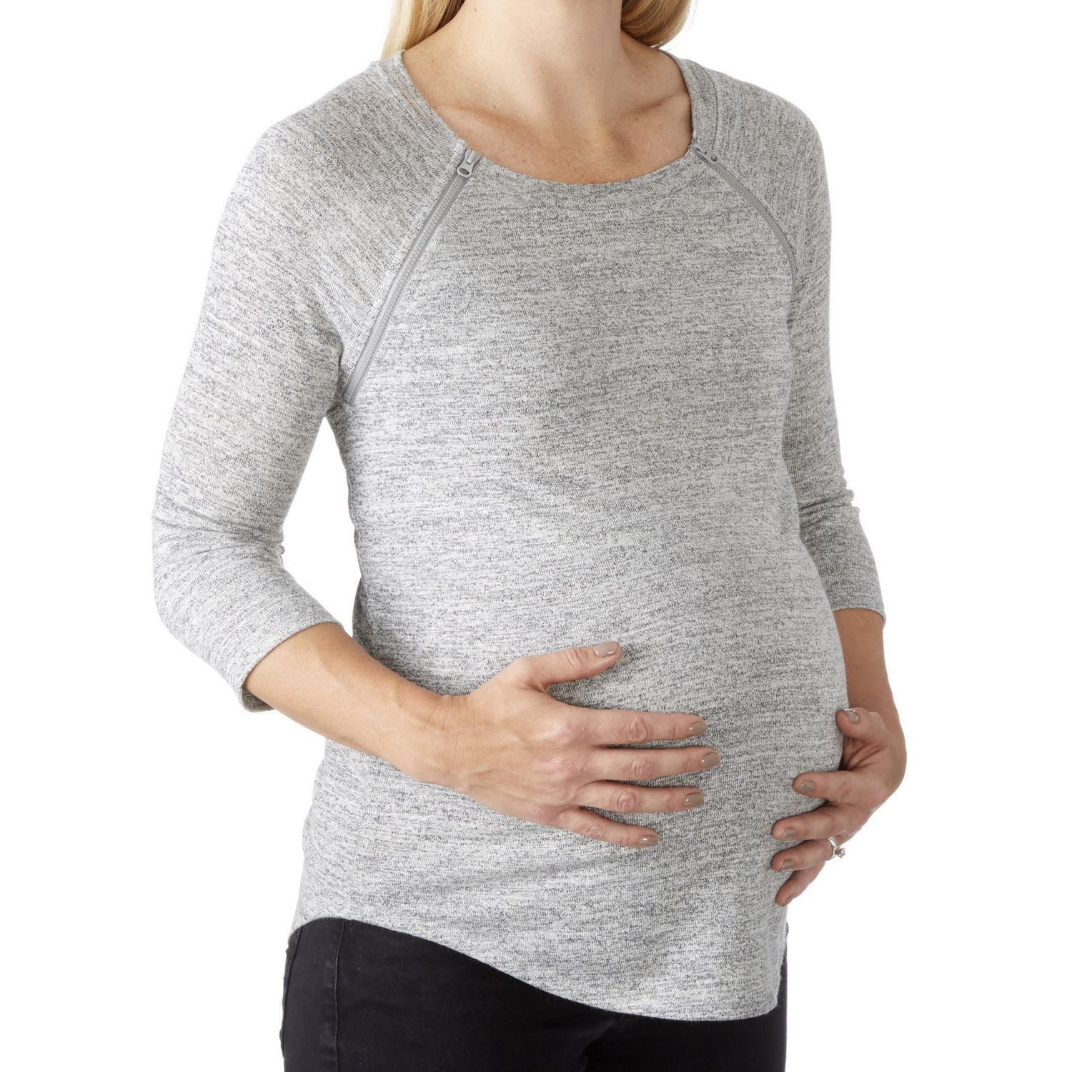 Women's Focus On Simple /Stylish Maternity/Nursing Gray Long Sleeve Top XXL  VGC