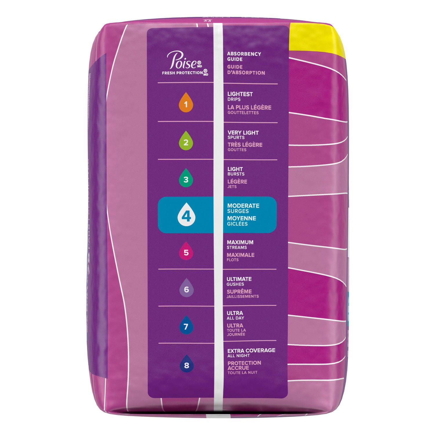 Serviettes d’incontinence Poise pour femmes, absorption modérée en 4 gouttes, longueur longue, 78 unités POISE MOD ABSB PAD BULK LNG 78