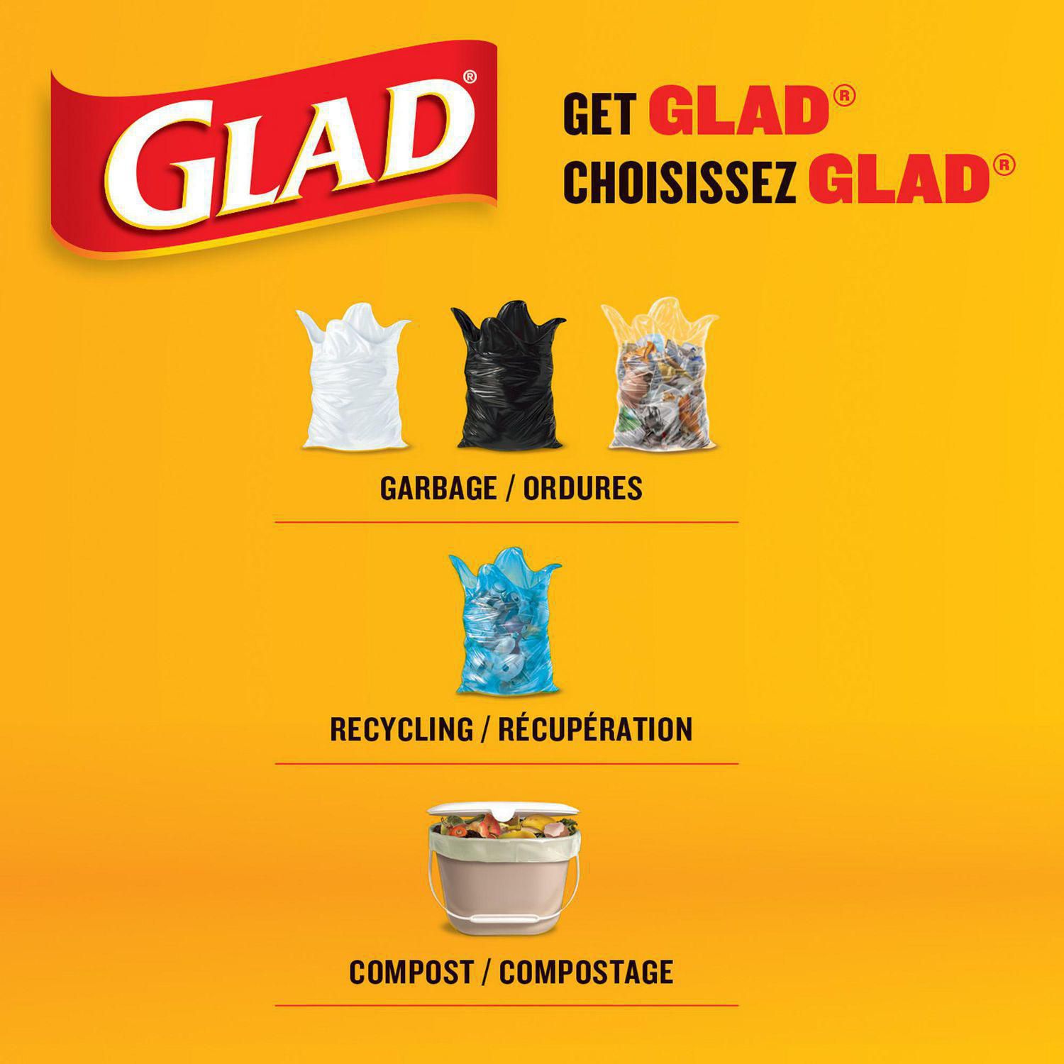 Glad® Clear Garbage Bags, Regular 74 Litres, 10 Trash Bags, Glad Canada