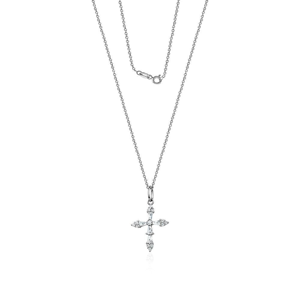 Luxury Designs Ensemble croix et boucles d'oreilles en argent sterling avec oxyde de zirconium