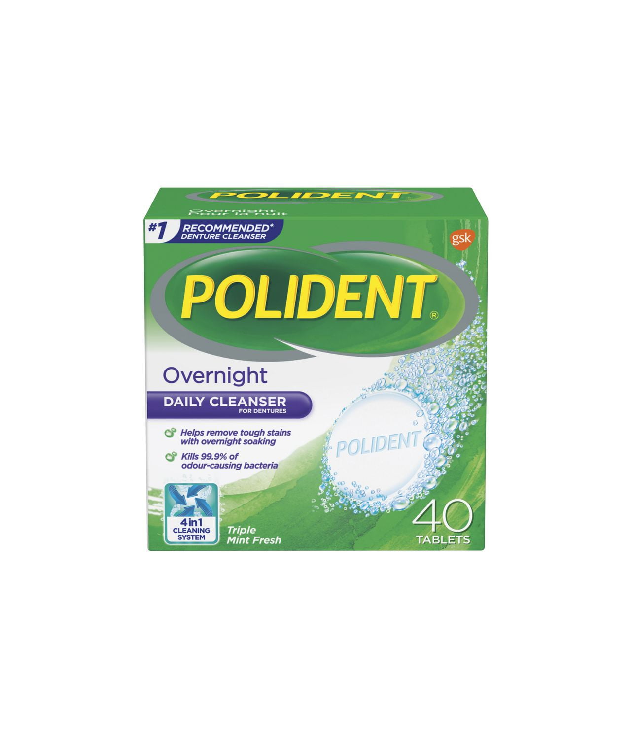 Polident Overnight Daily Denture Cleanser 40ct Walmart Canada