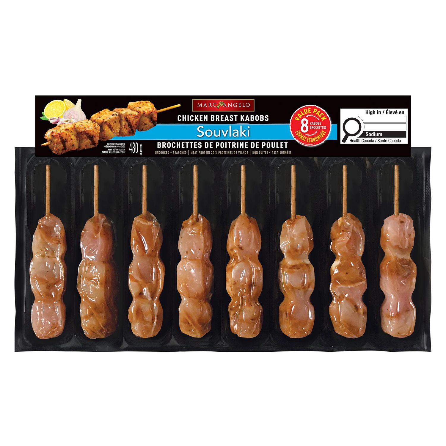 Marcangelo Chicken Kabobs, 8 kabobs, 480 g