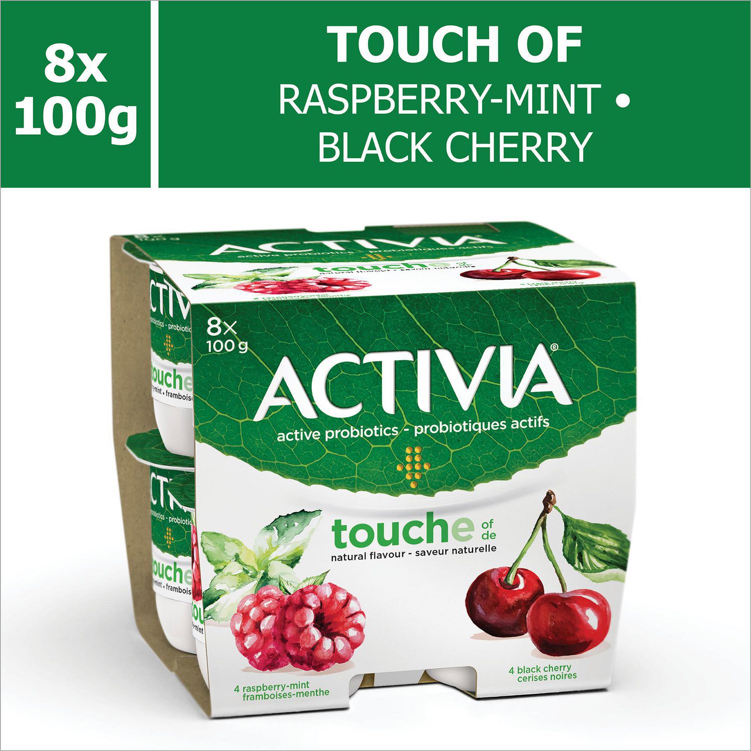 Activia Yogurt, A touch of RaspberryMint & Black Cherry Flavours, 100g