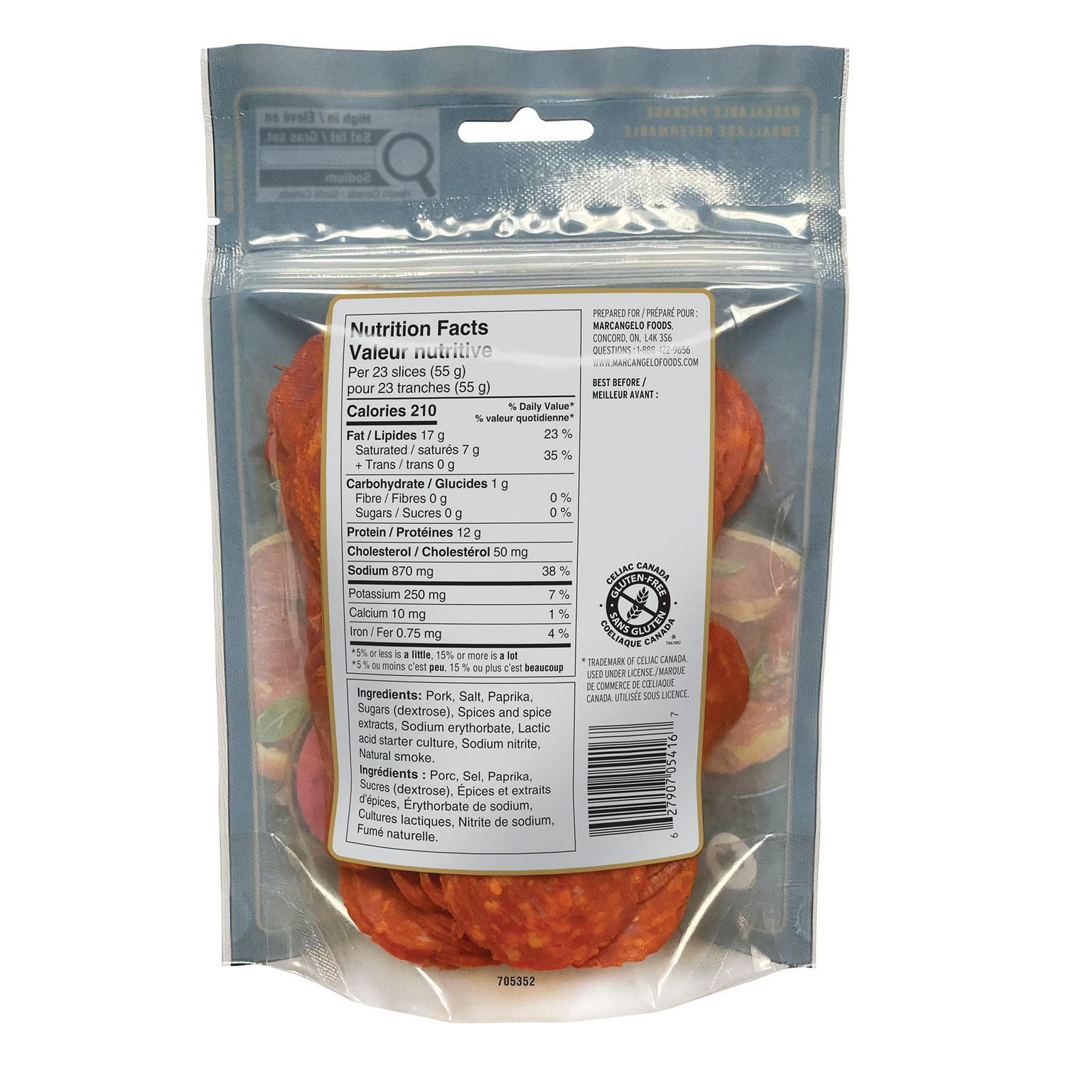 Pepperoni au style pizza Marcangelo Foods 175g