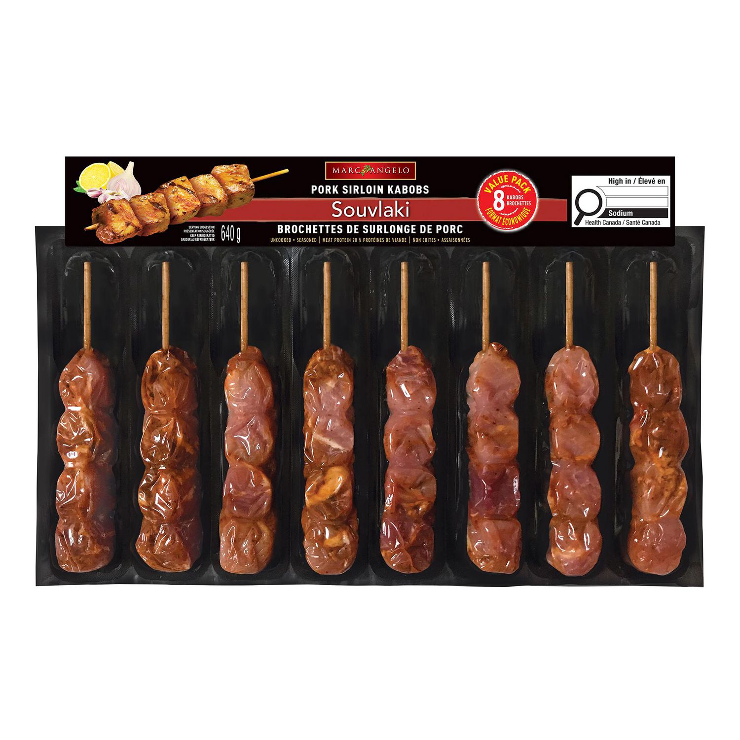 Marcangelo Brochettes de surlonge de porc paq. de 8, 640 g