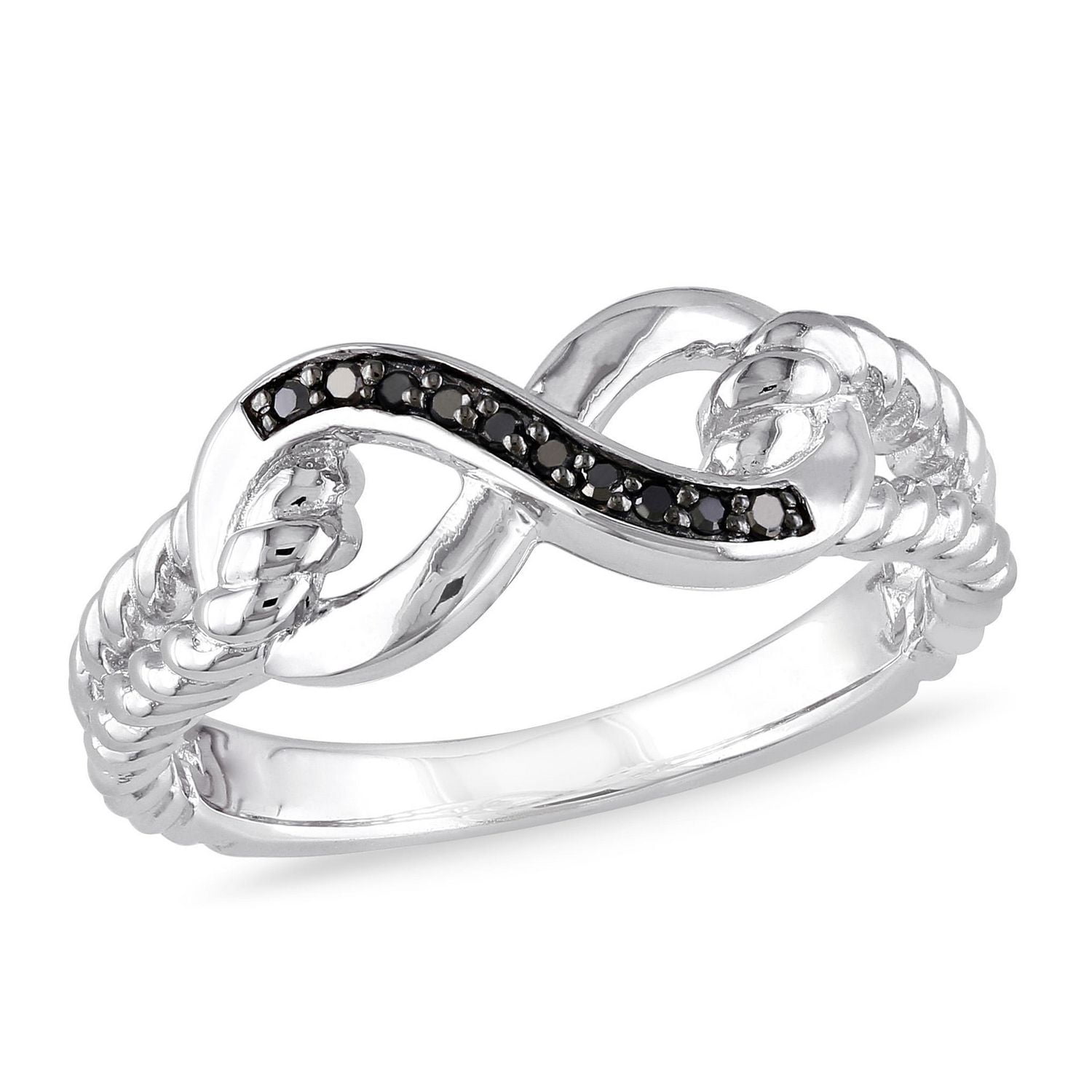 Asteria Bague infinité diamant noir en argent sterling