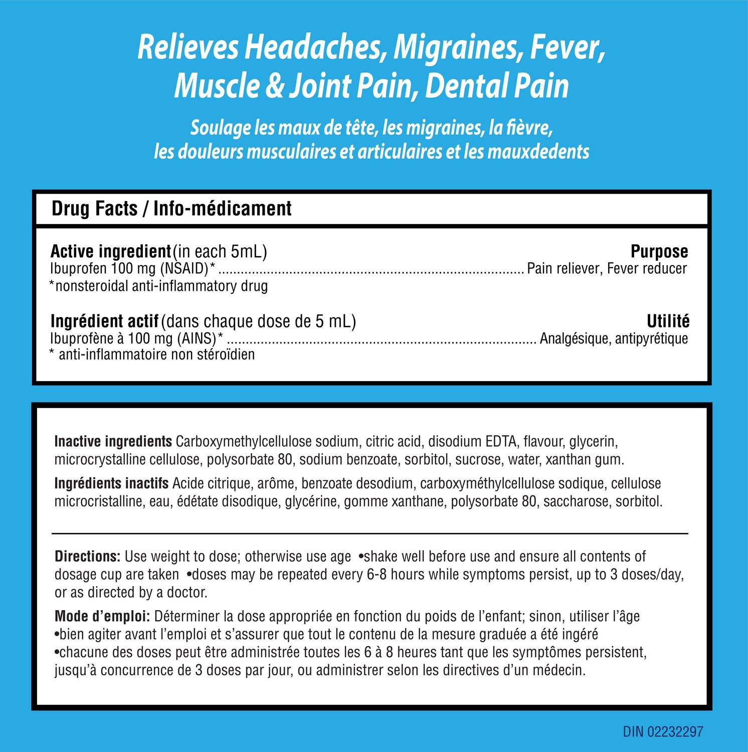 thumbnail image 5 of Children’s Advil Dye Free Suspension, Blue Raspberry Flavour, 230ml, 5 of 5