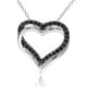 0.75 Carat T.G.W. Black Spinel Sterling Silver Interlocking Double-Heart Pendant; 18" - image 1 of 3