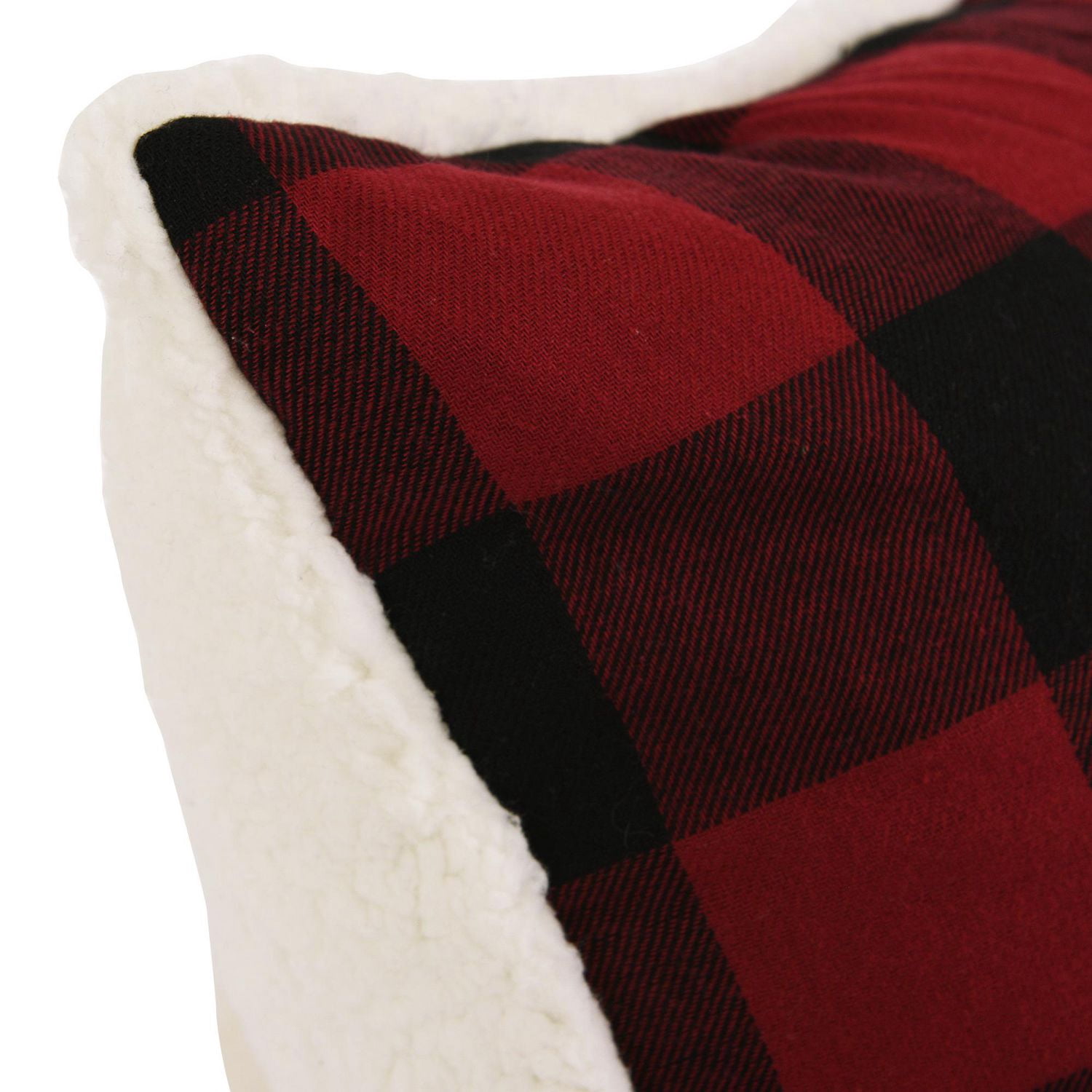 Sherpa Pillow with Moose Applique Reverse Buffalo Plaid Print by Canadiana