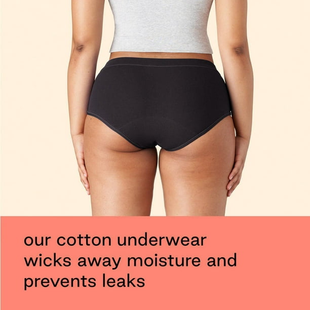 Period & Leak Proof Underwear, Black Full Brief, Overnight Absorbency