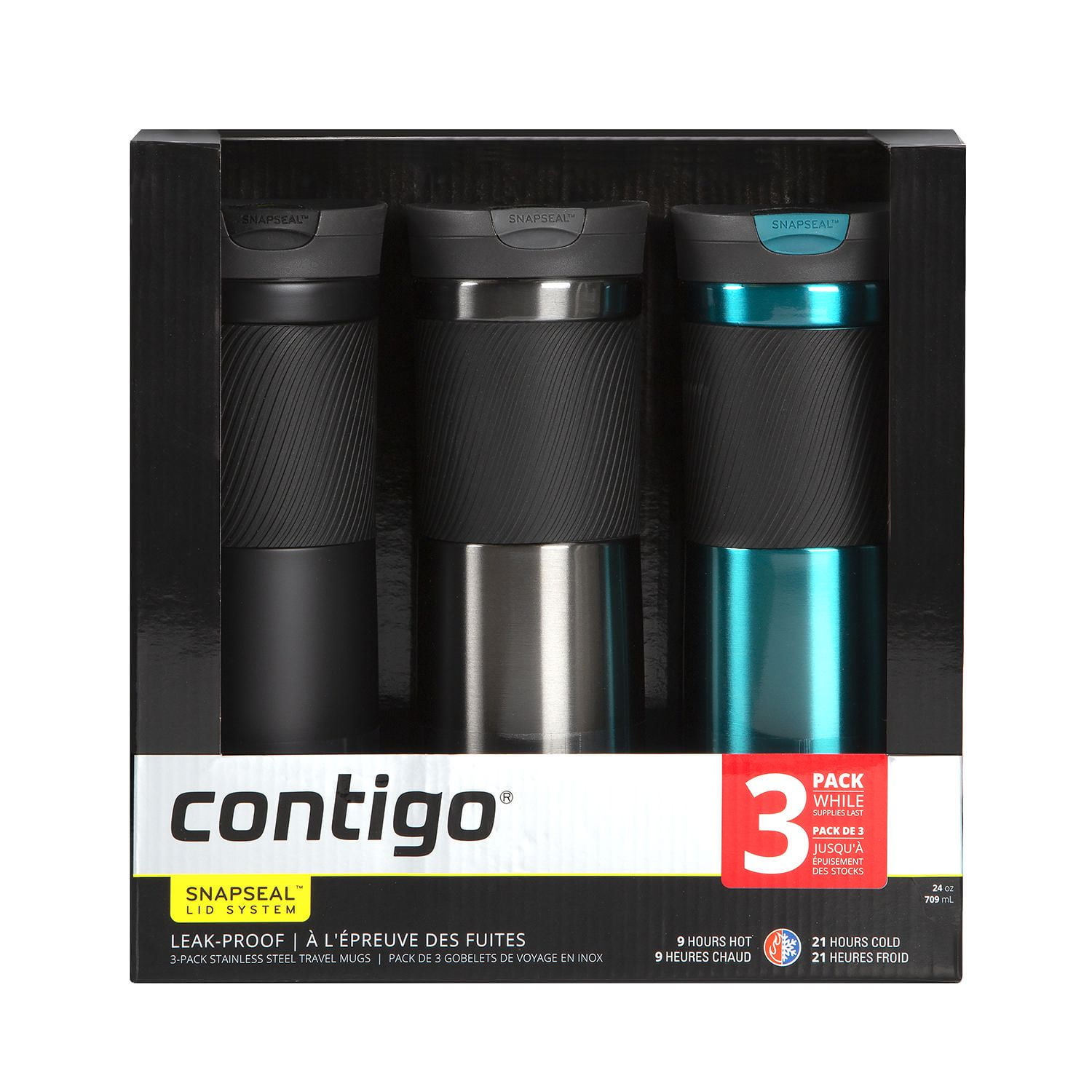 Contigo Snapseal Byron Travel Mug 24 Oz 3 Pack Walmart Canada