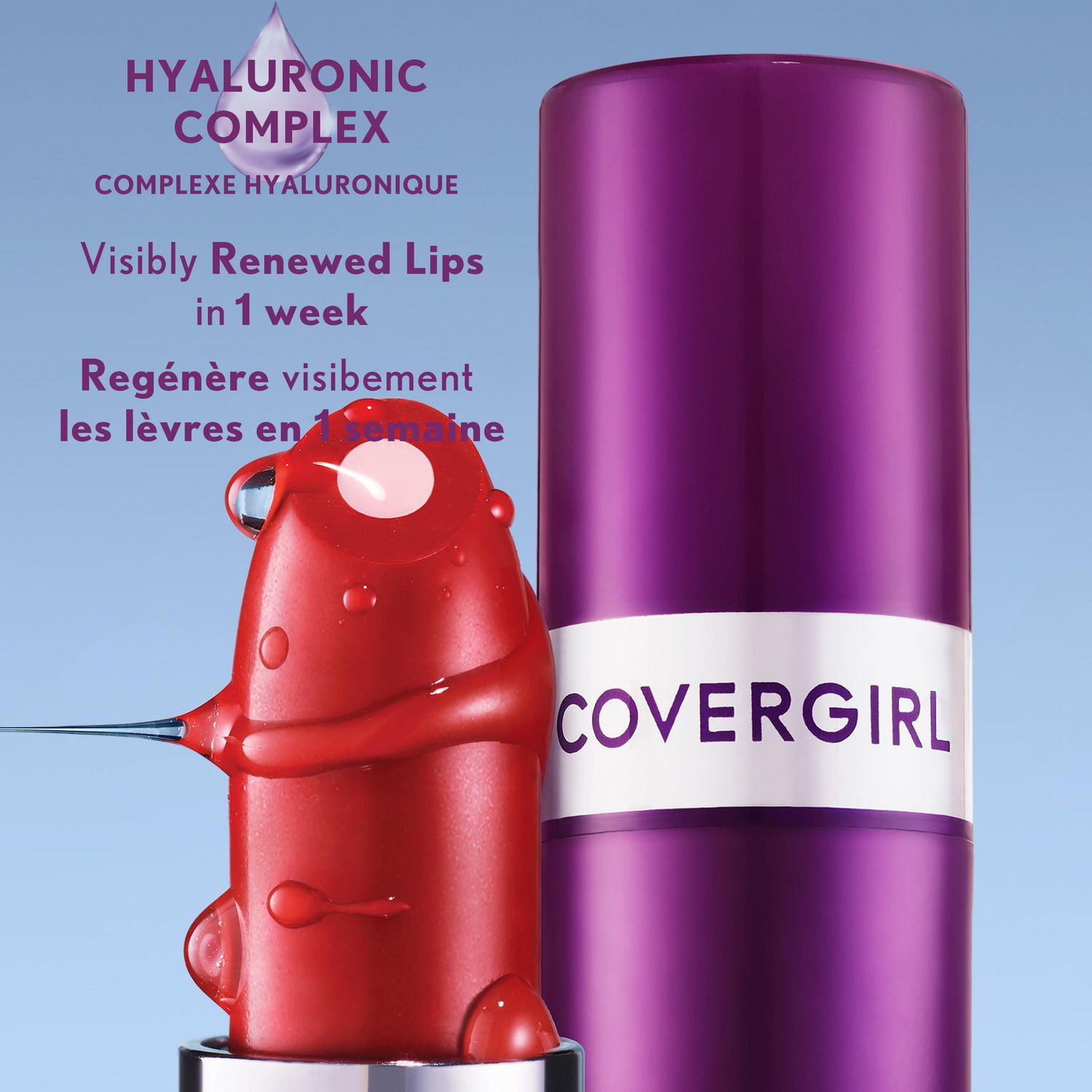 COVERGIRL Simply Ageless Moisture Renew Core Lipstick Infused with Hyaluronic Complex, Coconut Oil & Vitamin E, 4.2g with hyaluronic acid
