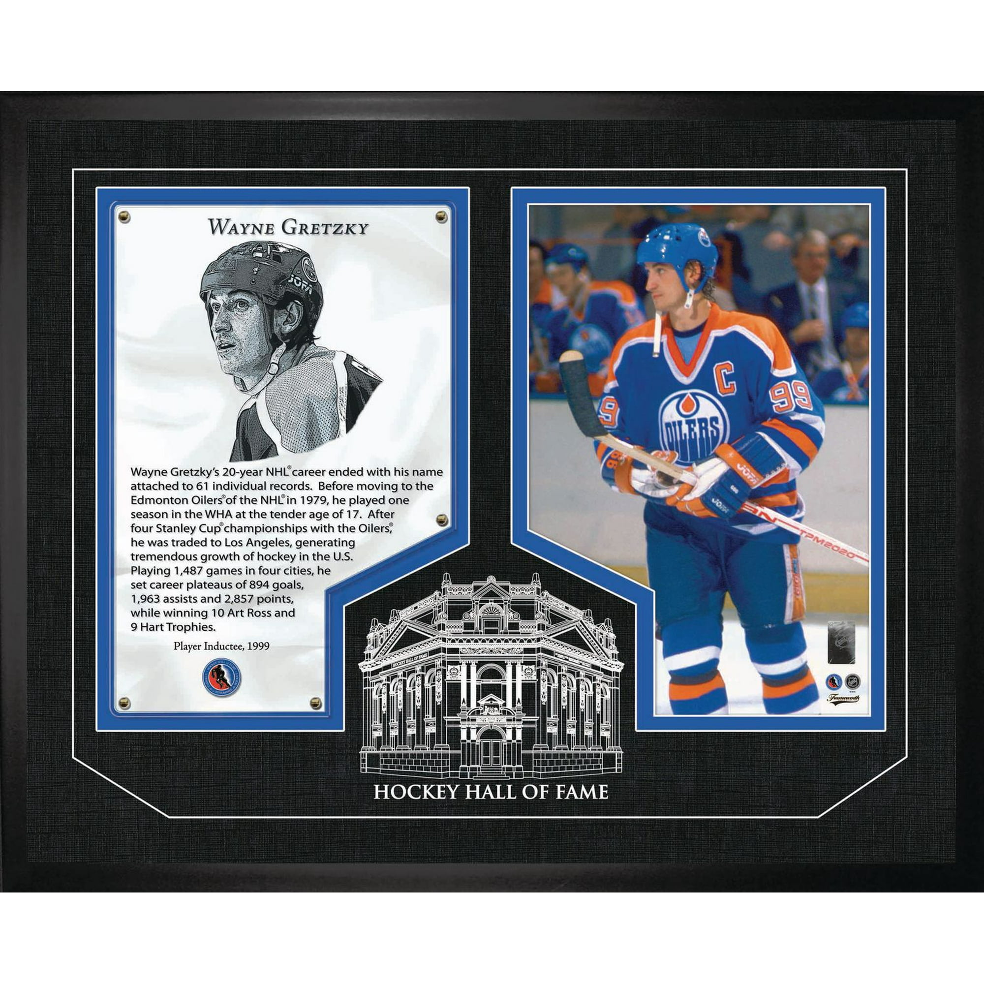 Wayne Gretzky Hockey Hall of Fame Glass Frame Edmonton Oilers 