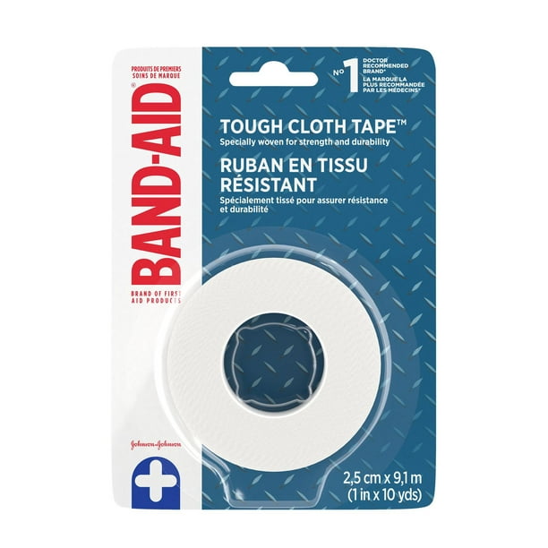 Ruban en tissu résistant de marque Band-Aid, qui fixe bien les pansements de gaze, 2,5 cm x 9,1 m 2,5 cm x 9,1 m