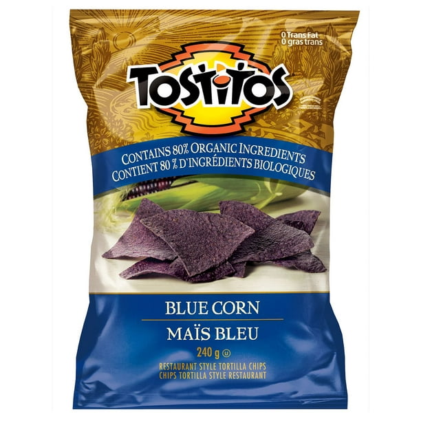 Chips tortilla au maïs bleu de style restaurant biologiques de Tostitos