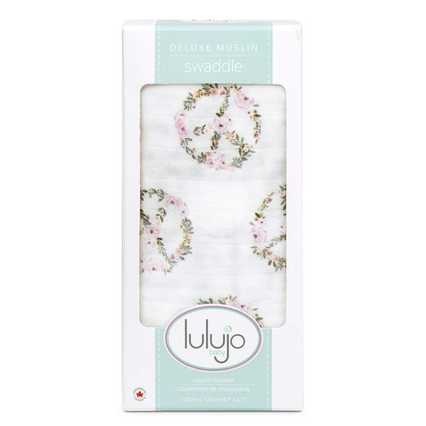 Lulujo - Couverture d'emmaillotage en bambou de mousseline de luxe de bébé, couverture  d'allaitement / poussette - Baleines 