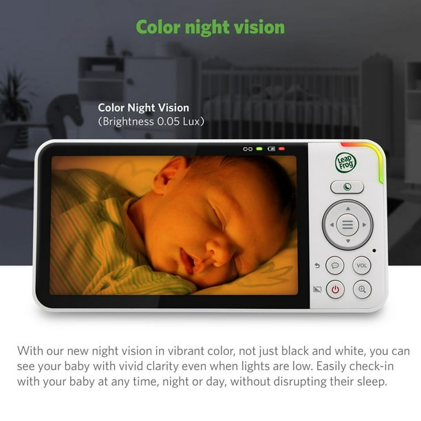VTech Le moniteur vidéo Wi-Fi intelligent pour bébé avec écran de 5 po et  caméra HD 1080p à panoramique et inclinaison à 360 degrés, blanc RM5764HD  de VTech RM5764 