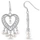 Miabella Boucles d'oreilles à motif de cœur avec perles d'eau douce de culture blanches rondes en argent sterling – image 1 sur 3