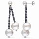 Miadora Boucles d'oreilles avec perles d'eau douce blanches de culture 5-6 mm & 10-11 mm et hématite en argent sterling – image 1 sur 3