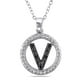 Miadora Pendentif initial "V" avec accent de diamants noirs en argent sterling, 18 pouces en longueur – image 1 sur 3